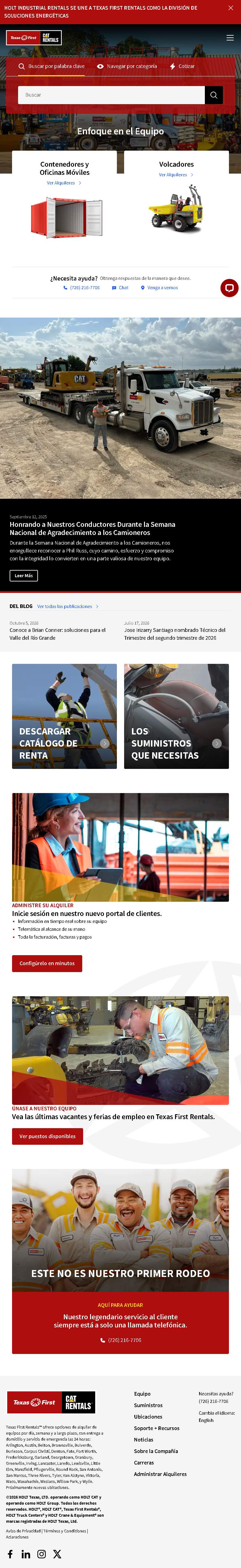 Full-page capture of the live Inicio page, Español